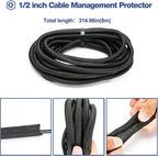 JOTO 1 Pack Cable Management Sleeve, 26 Feet Cord Organizer System with Zipper for TV Computer Office Home Entertainment, Flexible Cable Sleeve Wrap Cover Wire Hider System -Black