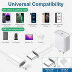 10FT iPhone Fast Charger,3Pack Extra Long[Apple MFi Certified]iPhone USB C Charger Fast Charging 10Foot USB C to Lightning Cable Cord Quick Adapter Block for iPhone14 13 12 11 Pro Max/Plus/Mini/X,iPad