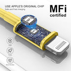 FUPYWP Car iPhone Carplay Cable, Car Charger Cord, USB A to Lightning Cable Fast Charging & Data Transfer for iPhone 14/13/12/11 Pro Max XR XS X 8 7 6 Plus SE Tangle-Free,3ft Yellow