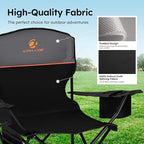 ALPHA CAMP Camping Chairs 250LBS Capacity, Heavy Duty Folding Chair with 4-Can Cooler Bag, Portable Outdoor Chair with Cup Holder for Adults, Collapsible for Tailgating, Beach, Fishing,Black,2PC