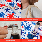 Beach Bag and Pool Bag Has Cooler Pocket, 7 Pockets Total, Zip Top. Family Size Waterproof Beach Tote