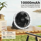 Portable Camping Fan with LED Lantern, 24HRS Running 8inch Rechargeable Tent Fan, Powerful 3-Speed 180° Rotate with Hook, Quiet for Outdoor RV Travel Fishing Hurricane Emergency Power Outage