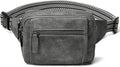 LATMAP 3L TRIPLE ZIP Fanny Packs Belt Bag For Women Men Crossbody Waist Pack Sling Chest Bum Travel Bag Purse Faux Leather Fashion Cute Dark Grey