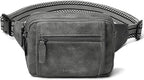 LATMAP 3L TRIPLE ZIP Fanny Packs Belt Bag For Women Men Crossbody Waist Pack Sling Chest Bum Travel Bag Purse Faux Leather Fashion Cute Dark Grey