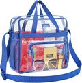 MAY TREE Clear Bag for Stadium Events 12×6×12 Clear Tote Lunch Bag with Reinforced Straps for Work, Sporting Events and Gym, Blue