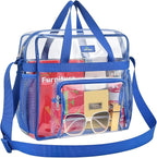 MAY TREE Clear Bag for Stadium Events 12×6×12 Clear Tote Lunch Bag with Reinforced Straps for Work, Sporting Events and Gym, Blue