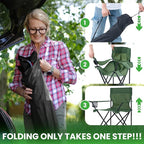 2 Pack Portable Camping Chairs Folding Lawn Chair Outdoor Lightweight Beach Chair with Cup Holder & Carry Bag for Outside Sports, Fishing, Hiking, Travel, Picnic, Backyard（Green