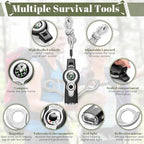 Arrowbash 12 Pack Emergency Survival Whistle 7-in-1 Compass Hiking Survival Safety Whistle with Lanyard Outdoor Multifunctional Tool Ideal for Hiking Camping Rescue Signaling