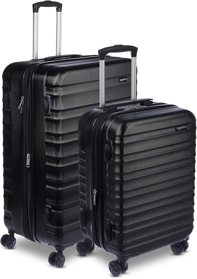 Amazon Basics 2-Piece Hardside Luggage Set (21" Carry-on, 30"), Expandable Suitcases with Spinner Wheels, Scratch-Resistant Surface, Black