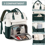 Laptop Backpack for Womem Work Bags: 17.3 Inch Travel BackPacks With USB Charging Port Anti Theft Fashion College BookBag Durable Daypack Purse Bussiness Back Pack for Nurse Teacher Green Beige
