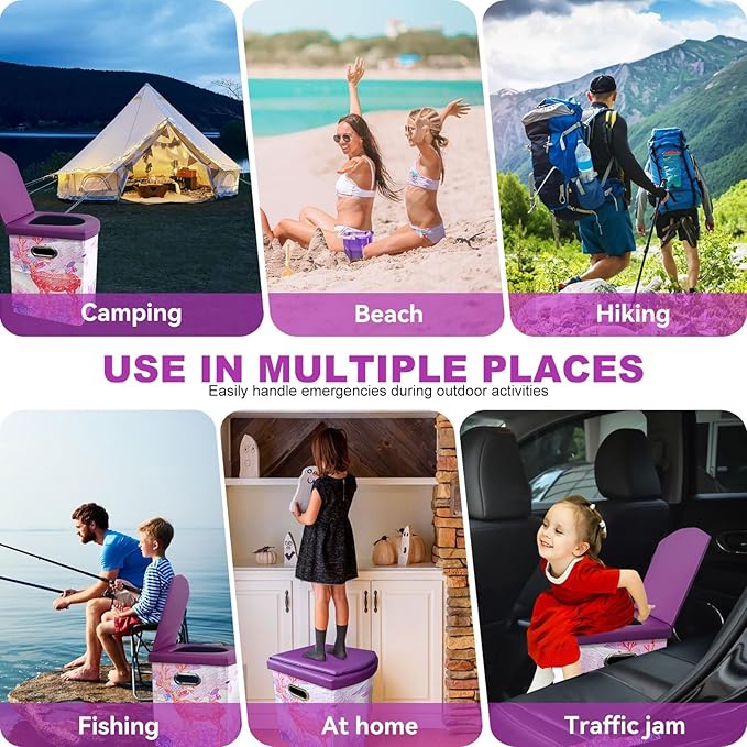 Ann Katy Upgrade XL Portable Toilet for Adults, Extra Large Portable Travel Floding Toilet, Camping Tall Toilets with Lid for Adults and Kids Compact Potty for Car,Hiking,Beach and Camping