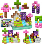 Magnetic Blocks Minecraft-Style Magnetic Building Blocks Cubes - 60PCS Tin Box Travel Magnet Toys Set STEM Educational for Kids Ages 3 4 5 6 7 8 9 10 11 12 Year Old Boys Girls Gifts birthday christmas