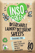 InsoGreen Unscented Laundry Detergent Sheets - 40 Eco Sheets for Up to 80 Loads - Fragrance-Free, Zero Plastic Packaging, Travel Laundry Detergent