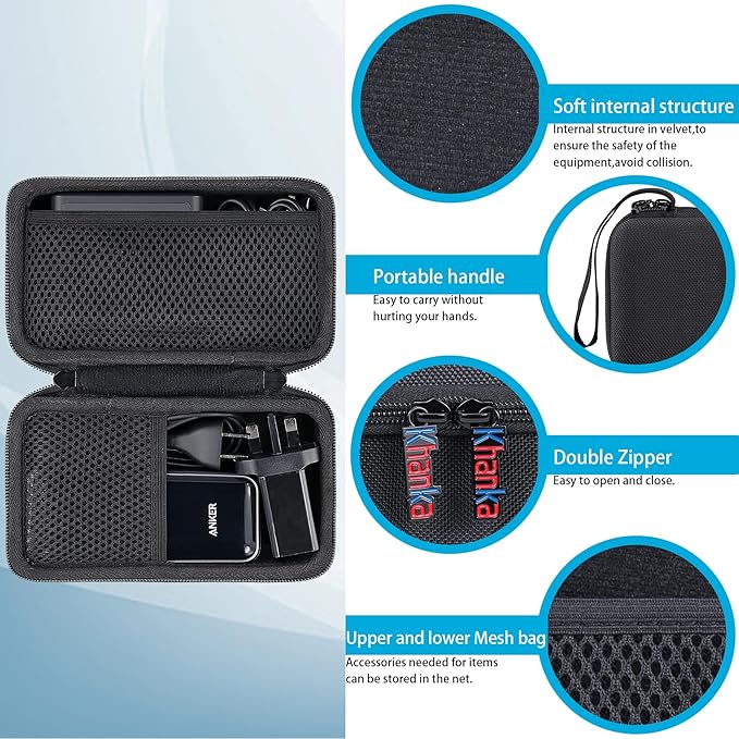 khanka Hard Travel Case Replacement for Anker 100W Charging Base + Anker Prime 12,000mAh 130W PowerBank(Case Only).