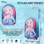 Disney Kids Rolling Luggage 16.0×11.6 in, 16‑L Carry‑On Suitcase with Wheels, Foldable Lightweight Travel Bag, Gifts for Kids (Blue Elsa)