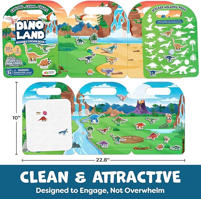 Reusable Sticker Books for Toddlers 1-3, Stickers for Toddlers 2-4 Years - Stickers for Kids Airplane Toys for Toddler 1-3, Toddler Travel Toys - Reusable Sticker Book Birthday Gifts for Boys Girls