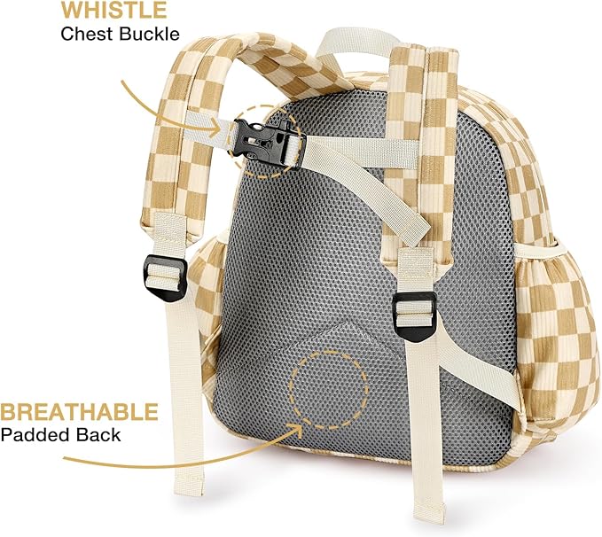 STEAMEDBUN Corduroy Kids Backpack for Girls and Boys 5-8: Girls Backpack for Elementary Kindergarten - 15 inch Cute Backpacks for Kids - Checkered