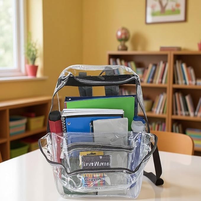 Trail maker Clear Backpack Heavy Duty with Padded Straps, Side Pockets for Kids, Boys, Girls, School, Stadium Approved Events