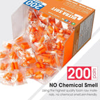 AZEN 200 Pairs Ear Plugs, NRR 32dB Soft Foam Ear Plugs for Sleeping Noise Cancelling, Earplugs for Concerts Shooting Swimming Noise Reduction,Individually Wrapped (Orange)