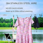 Camping Travel Clothesline - Holds 20lbs Anti-Sagging Wire Rope with 16 Windproof Hanging Point Adjustable Retractable 3-12Ft for Compact Outdoor Portable Clothes Line