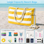 Becokan Beach Bags for Women Large Waterproof Beach Tote Bag Zipper Beach Bags Waterproof Sandproof Swim Pool Bag Large Tote