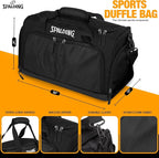 Spalding Gym Bag for Men & Women Duffle Bag with Wet & Shoe Compartment - 55L Capacity Large Workout Bags for Travel, Sports
