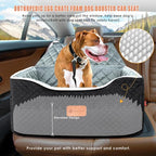 AlfaTok Memory Foam Booster Dog Car Seat for Medium Dogs (Under 45LBS): Elevated, Detachable Washable, Anti-Slip, for Car Back Seat, Travel Pet Bed with Seat Belt