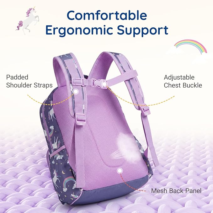 mommore Kids Backpack for Girls 4-8 with Lunch Box Elementary Kindergarten Preschool School Backpack 15'' Fit Folders Bottles,Light Pink Flower