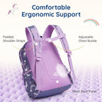 mommore Kids Backpack for Girls 4-8 with Lunch Box Elementary Kindergarten Preschool School Backpack 15'' Fit Folders Bottles, Pink Butterfly