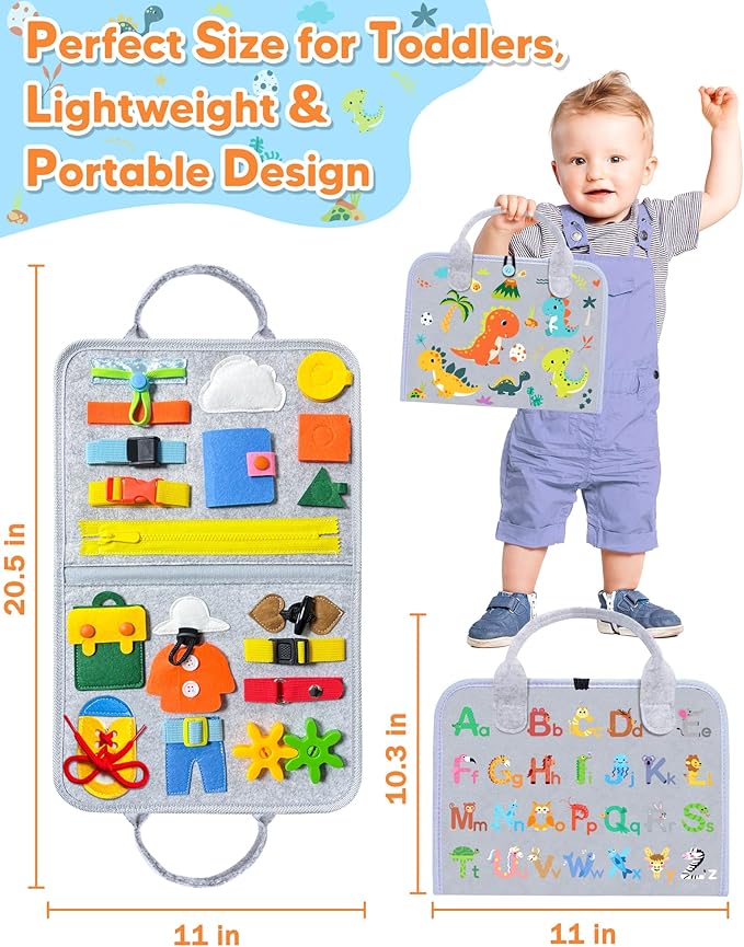 Gojmzo Busy Board Montessori Toys for Toddler Boy Girl Birthday Gifts, Busy Book Sensory Toys for Toddlers, Learning Educational Toddler Travel Activities