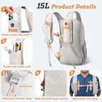 BECOJADDE 15L Small Hiking Backpack for Men Women Foldable Packable Back Pack Ultralight Hiking Daypack for Travel Camping Outdoor, Beige