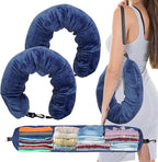 1/2PCS Travel Pillow Stuffable with Clothes As Carry-On Luggage Fits Up to 3 Days of Travel Essentials, Multifunctional U-Shaped Pillowcase for Business, Trip, Outdoor (2PCS-Blue)