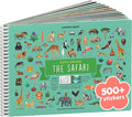 Safari Animals 500+ Kids Sticker Book by Cupkin Toddler Airplane Travel Activity Coloring and Sticker Book, Road Trip Essentials, 12 Coloring Pages 12 Scenes for Ages 2–8 Years