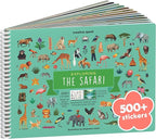 Safari Animals 500+ Kids Sticker Book by Cupkin Toddler Airplane Travel Activity Coloring and Sticker Book, Road Trip Essentials, 12 Coloring Pages 12 Scenes for Ages 2–8 Years