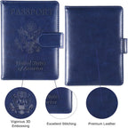 Sizobi Passport Holder for Travel,RFID Passport Cover Wallet for Women Men,Leather Passport Book Card Holder Case for International Travel Must Haves Accessories,Cruise Ship Essentials Gifts,Dark Blue