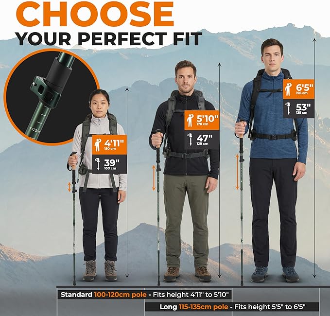 Trekology Trek-Z Collapsible Hiking & Trekking Poles - Balance Support for Seniors, Women, and Men, 2pc Per Set