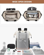 LOVEVOOK 17.3 Inch Laptop Backpack for Women, Large Capacity Travel Backpack with Organizer Bag, Waterproof Carry on Backpack Work Bag with USB Port, Teacher Nurse Backpack Purse, 2PCS, Beige-Black