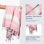 Cotton Turkish Beach Towel with Towels Oversized 36"x72" Pool Absorbent Extra Large Quick Dry Sand Travel Towel (Pink, 4 Pack)
