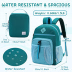 VASCHY Kids Backpack Lunch Bag Set, Girls 2-1 School Bookbag Insulated Lunch Box for Toddlers Preschool,Daycare,Kindergarten,Elementary School Green