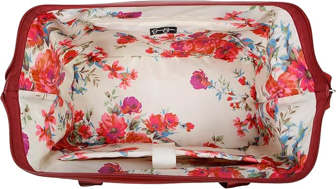 Jessica Simpson Countryside 3-Piece Set (21", Tote & Weekender) Expandable 8-Wheel Spinner Large Checked Luggage Suitcase, Burnt Russet