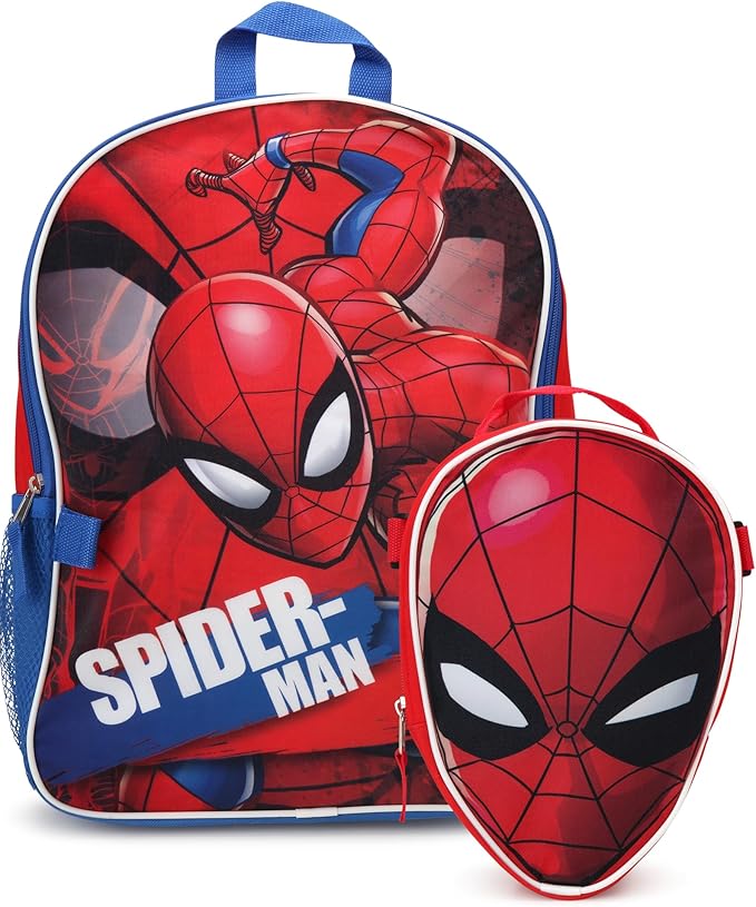 Fast Forward Spider-Man Boys Backpack and Lunch Box Set - 2 Piece 15 Inch School Backpack With Detachable Lunch Bag, Size One Size, Spider-Man Red Lunch Bag