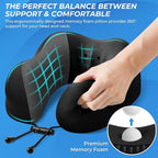 ExploreBliss Travel Pillow, 2 Pack Travel Pillows for Sleeping Airplane, Neck Pillow Airplane, Memory Foam Neck Pillow Set with Eye Mask, Earplugs and Storage Bag -Black & Pink