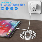 iPhone 17 16 15 Charger Fast Charging, 3 Pack PD 20W USB C Charger with 10FT Cord, USB C Cable Type C Chargers Block for iPhone 17/17 Pro/17 Pro Max/16/16 Plus/16 Pro/16 Pro Max/15/15 Pro（White）