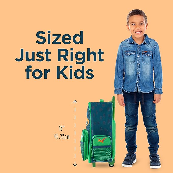 Stephen Joseph Kids Classic Rolling Luggage, Kids Luggage, Toddler Rolling Travel Carry On, Kids Suitcase with wheels,
