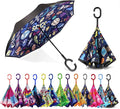 MRTLLOA 40/49/56 Inch Oversize Windproof Inverted Reverse Upside Down Umbrella, Golf Size Rain Umbrella, Double Layer, C-Shaped Handle for Men, Women and Kids