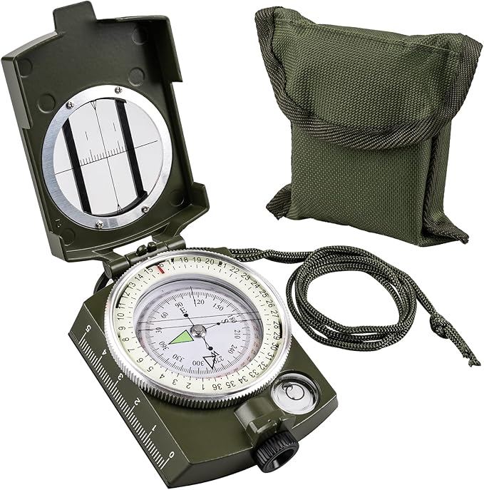 Compasses，Hiking Compass for Survival with ，Waterproof Durable and Pocket-SizedTactical Survival Compass with Lanyard，Climbing Biking Exploring Geology, Outdoor Activities