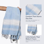 Cotton Turkish Beach Towel with Towels Oversized 36"x72" Pool Absorbent Extra Large Quick Dry Sand Travel Towel (Sky Blue, 2 Pack)