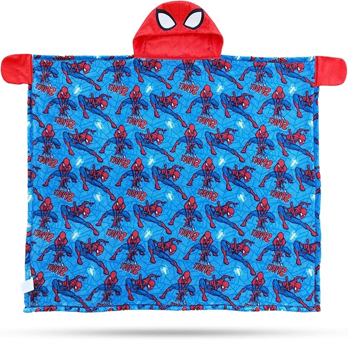 Spider-Man Spiderman Travel Blanket and Pillow for Kids, Boys - Bundle Blanket with Hood, Cloud Pillow, Tattoos, More | Spiderman Travel Accessories Set