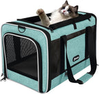 GAPZER Cat Carrier 18"x11"x11" TSA Approved Ventilated Top Open Softsided Pet Air Travel Bag, Small Animal Basic Crate Shih Tzu Dog Kennel Carry Case, 4-Mesh-Side Kitty Carry on up to 20lbs Teal