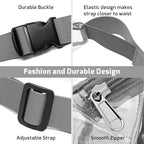 Veckle Clear Fanny Pack Stadium Approved - Adjustable 33-47 Inch Strap, Transparent Belt Bag for Women Men Fits 7.5-inch Smartphone, Waist Bag Clear Bag for Stadium Events, Sport, Concerts, Grey